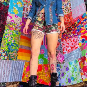 OOAK Patchwork & Fringe Denim Shirt - S